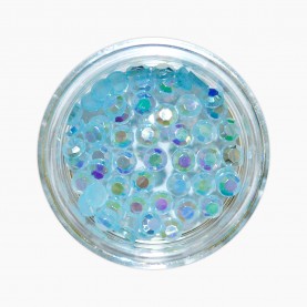 DN025 арт-дизайн для ногтей крупный голубой перл(0,3см) в пластмасс контейнере 6 гр. (50 шт/банке) за баночку