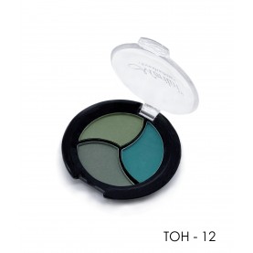 06 ТОН 12 тени для век 3 х цветные МАТОВЫЕ Merilin *нежно-зеленый+аквамарин+серый ,10 g. (6 шт/уп)