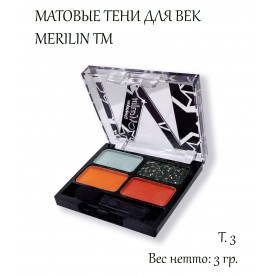 03D ТОН 03 4х-цветные МАТОВЫЕ *серый/черный с серебром/оранжевый/терракот* тени для век 3 гр.(6 шт/зип/ пупыра)