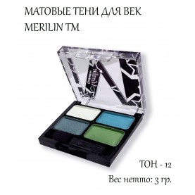 03D ТОН 12 4х-цветные МАТОВЫЕ *белый/голубой/серый/зеленый* тени для век 3 гр.(6 шт/зип/ пупыра)