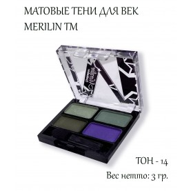 03D ТОН 14 4х-цветные МАТОВЫЕ *олово/хаки/коричневый/фиолет* тени для век 3 гр.(6 шт/зип/ пупыра)