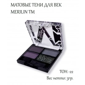 03D ТОН 22 4х-цветные МАТОВЫЕ *черный с сереб глиттером/ серый/ 2 оттенка темно-лилового* тени для век 3 гр.(6 шт/зип/ пупыра)