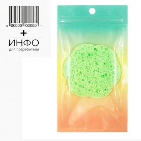 SPN26 губка ZIPГрад+стикер шк для умывания и снятия макияжа цветочек 7,5 см х 0,2см(толщ) 3 гр. (10 шт/уп 3600/кор)