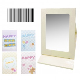 MIR 26-3 ОРР+ШК зеркало настольное складное блокнотиком с рисунком HAPPY 9,3*13,5 см 76 гр (12 шт/уп 360/кор)