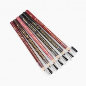 CP005 карандаш МИКС 6 ЦВЕТОВ деревянный с щеточкой 6шт/уп в ОРР (black, brown, rose, red, cherry, dark gray) (6шт/уп 3456 шт/кор) 12 см.