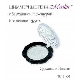 17 тон 01 (пп 89) цвет белое серебро шиммер тени для век Merilin 3,5 гр.+/- 0,7 (576 сер) в ВВП (6 шт/зип)