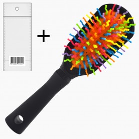 CMB512 ОРР+стикер шк щетка с черн ручкой пластик зубц и подушка-цветные 17*4,5 / 55гр. (6шт/уп кор/240шт)