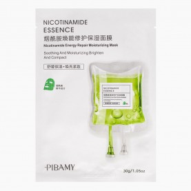 PBM05 PIBAMY Маска для лица NICOTINOMIDE essence, эссенция никотинамидная, белая упаковка, зеленая капсула (15 шт/уп ZIP 17*25) ЦЕНА ЗА ШТ., 35гр