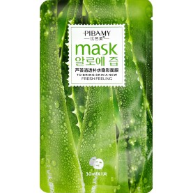 PBM07 PIBAMY Увлажняющая, успокаивающая маска для лица Aloe Vera. (15 шт/уп ZIP 17*25) ЦЕНА ЗА ШТ., 30 ml